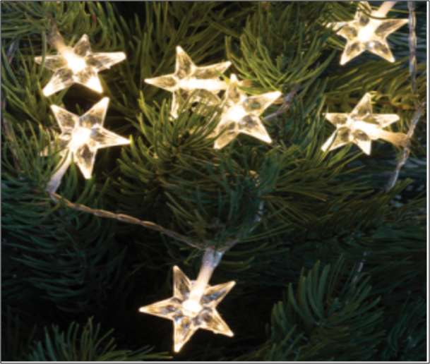 Mini csillag f�nyf�z�r, meleg feh�r sz�nben, 10 LED